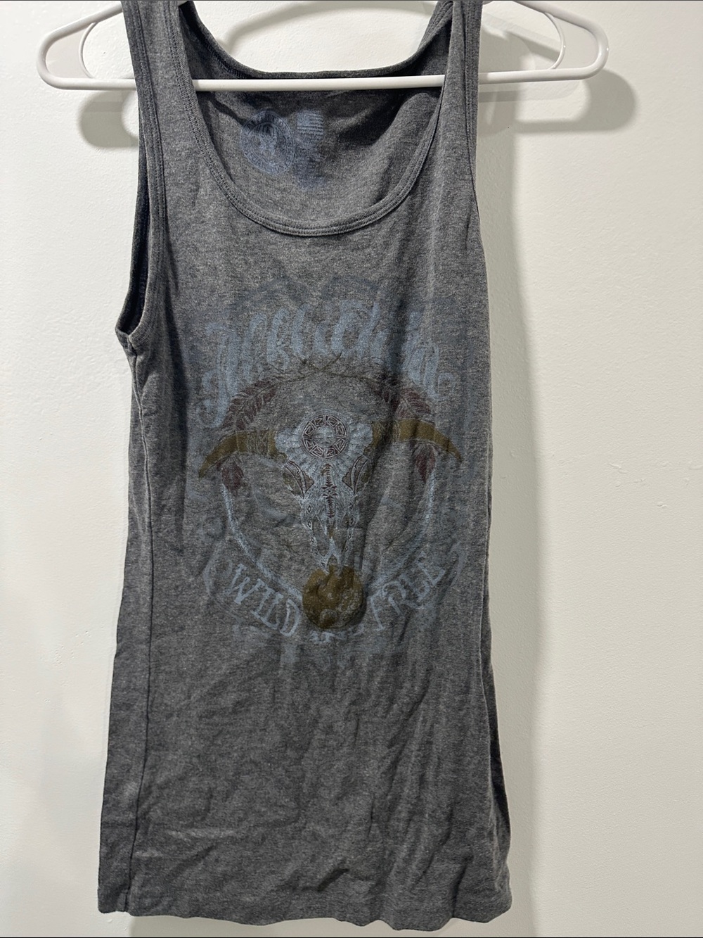 Affliction Gray Graphic Racerback Tank Top